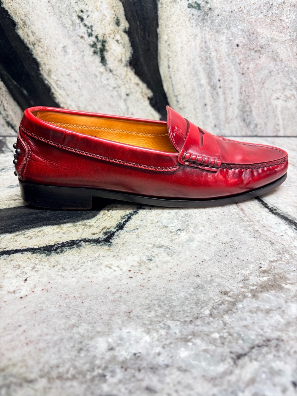 Tod’s Women’s Red Leather Penny Loafers Italy EU 38 US 8 Driving Shoes - Picture 7 of 11